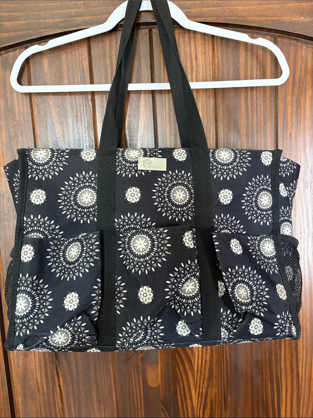 Pursetti Black White Medallion Carry-All Tote